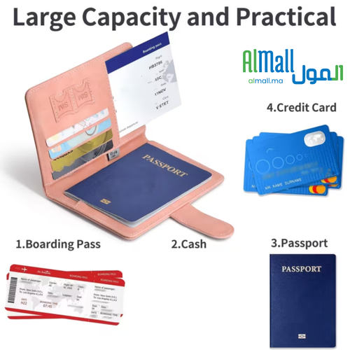 Protège-Passeport de Voyage — Multi-poches avec Protection RFID