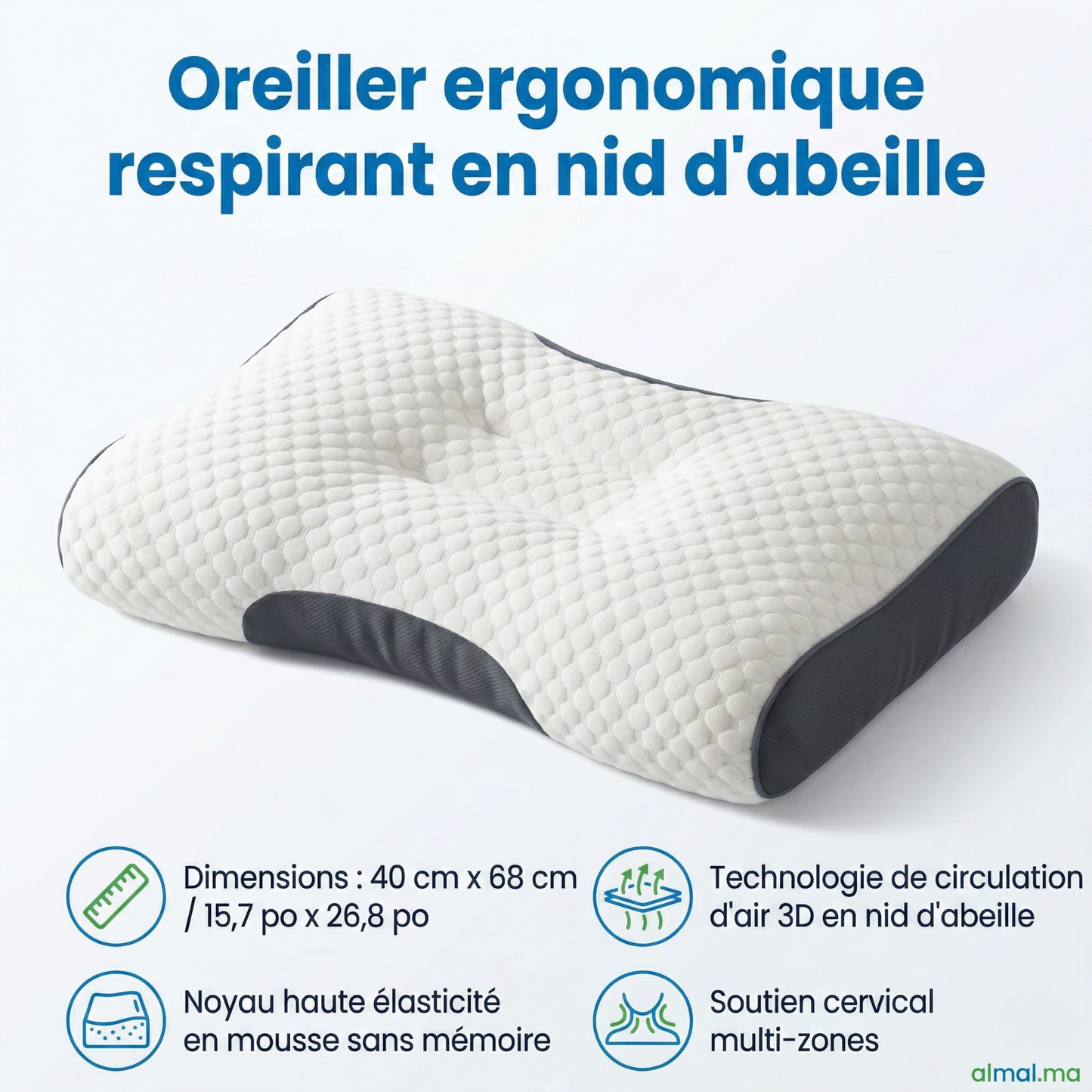 😴 Oreiller Cervical 3D — Réveillez-vous sans douleur dès la 1ère nuit