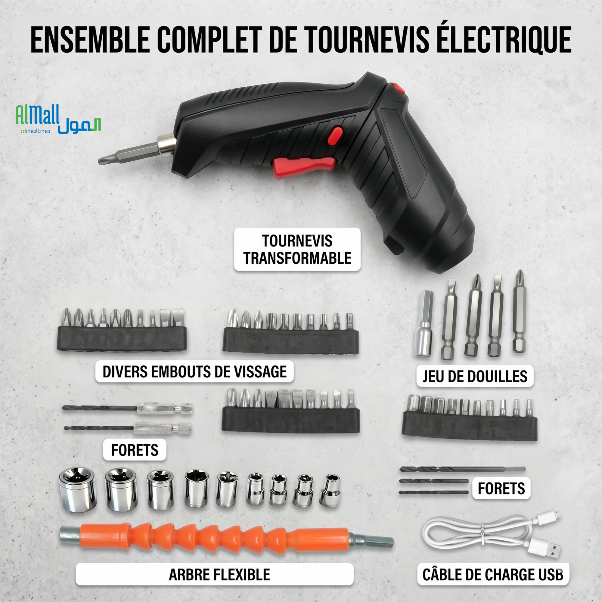 TwistPro™ — Tournevis Électrique 47 Embouts