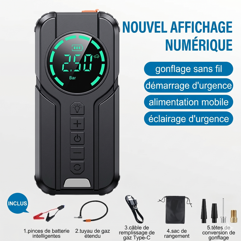 RescuePack™ — Kit Démarrage Auto 4-en-1