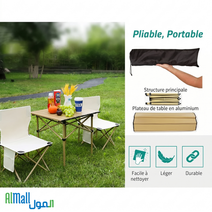 Table + 4 Chaises Pliables - CampSet™