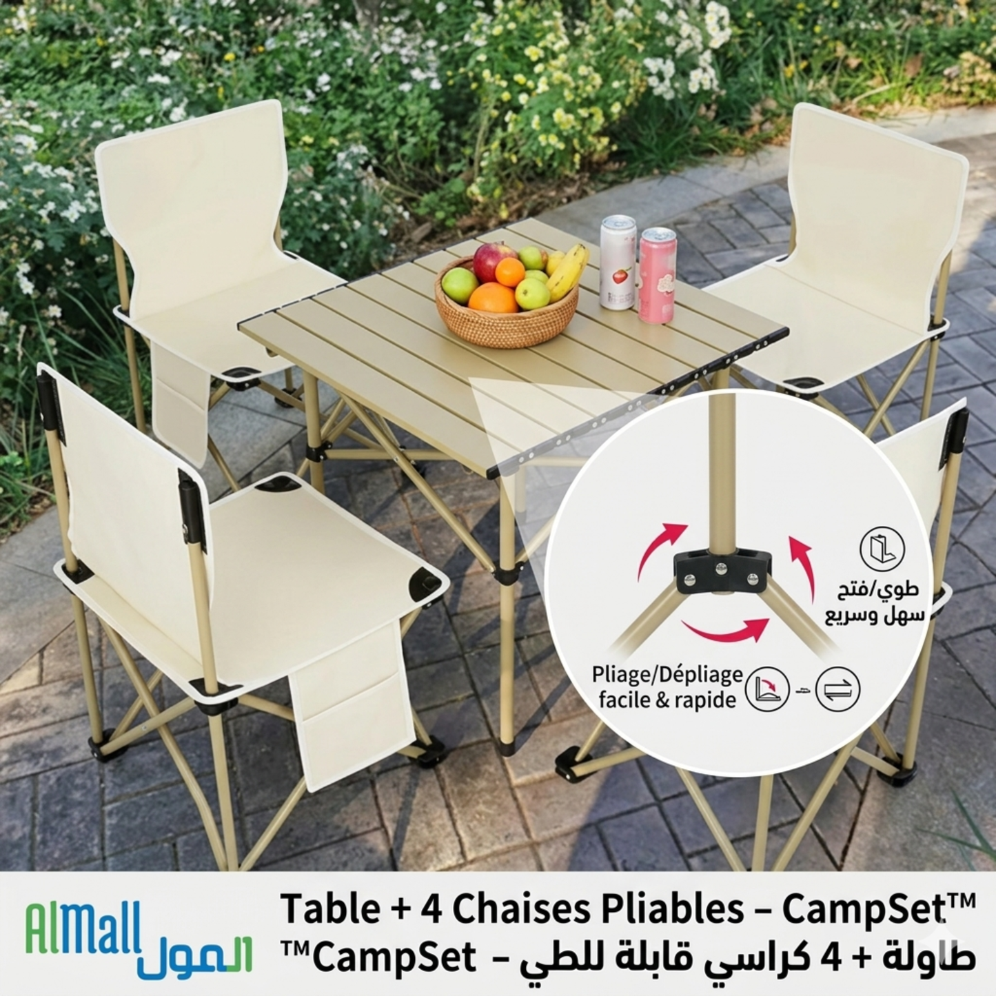 Table + 4 Chaises Pliables - CampSet™