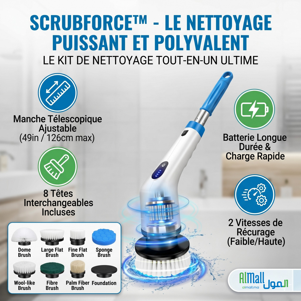 ScrubForce™ — Brosse Électrique 9 Embouts
