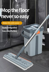 CleanSpin™ — Balai Plat avec Seau Essoreur