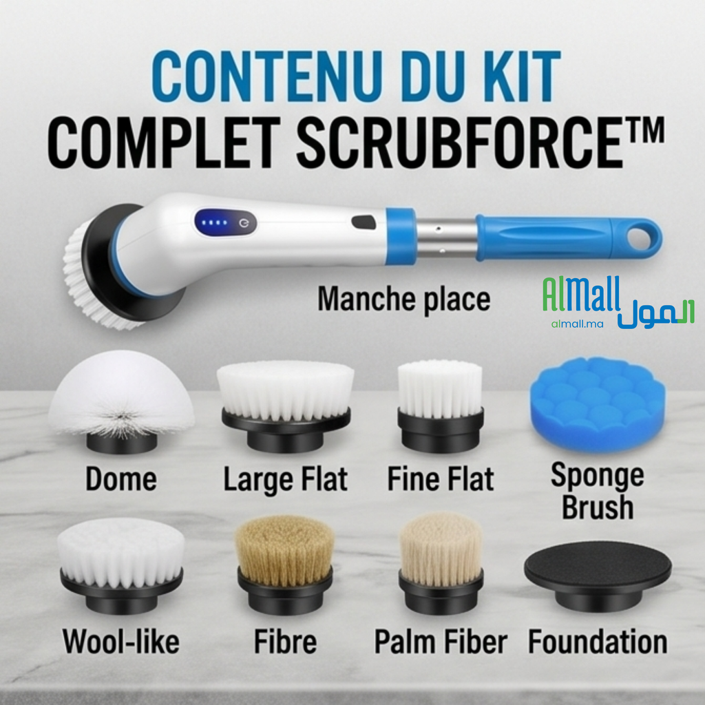 ScrubForce™ — Brosse Électrique 9 Embouts