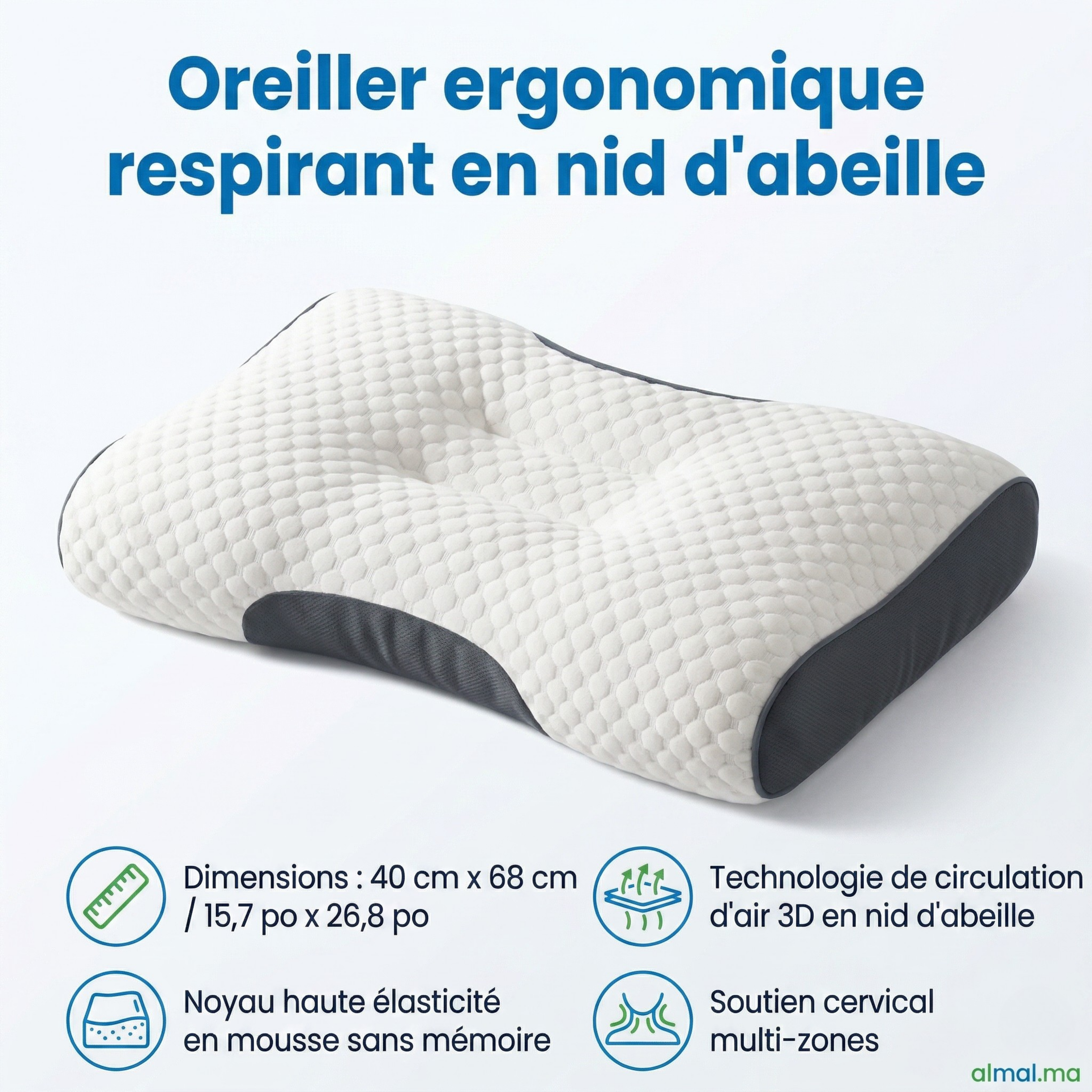 Pack de 2 NeckCloud™ — Oreiller Ergonomique Cervical