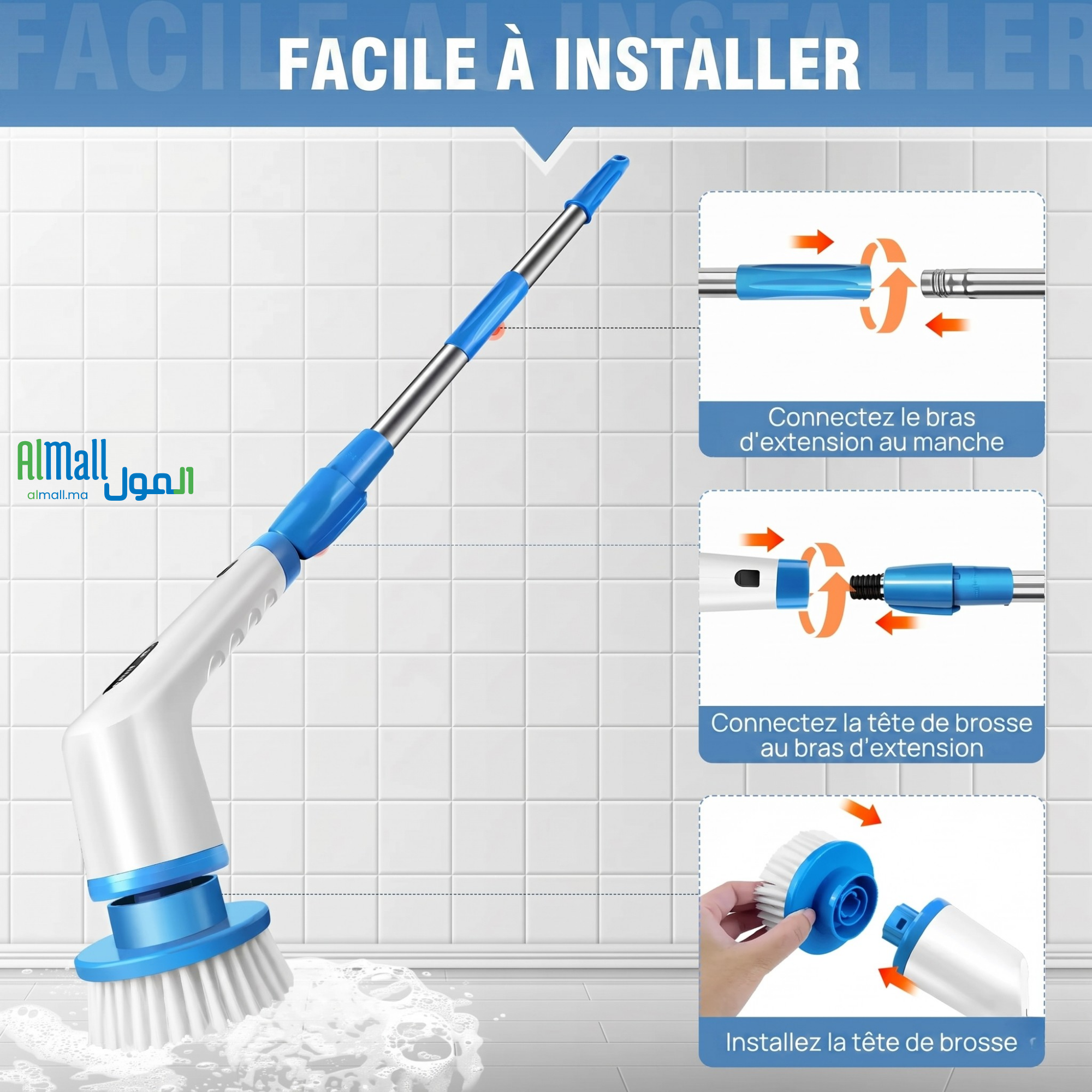 ScrubForce™ — Brosse Électrique 9 Embouts