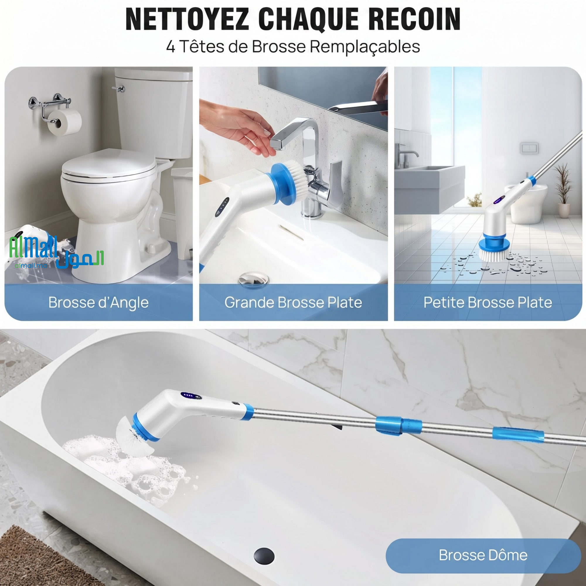 ScrubForce™ — Brosse Électrique 9 Embouts