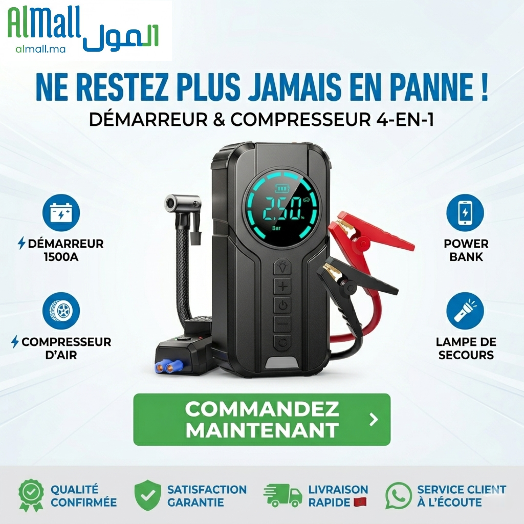 RescuePack™ — Kit Démarrage Auto 4-en-1